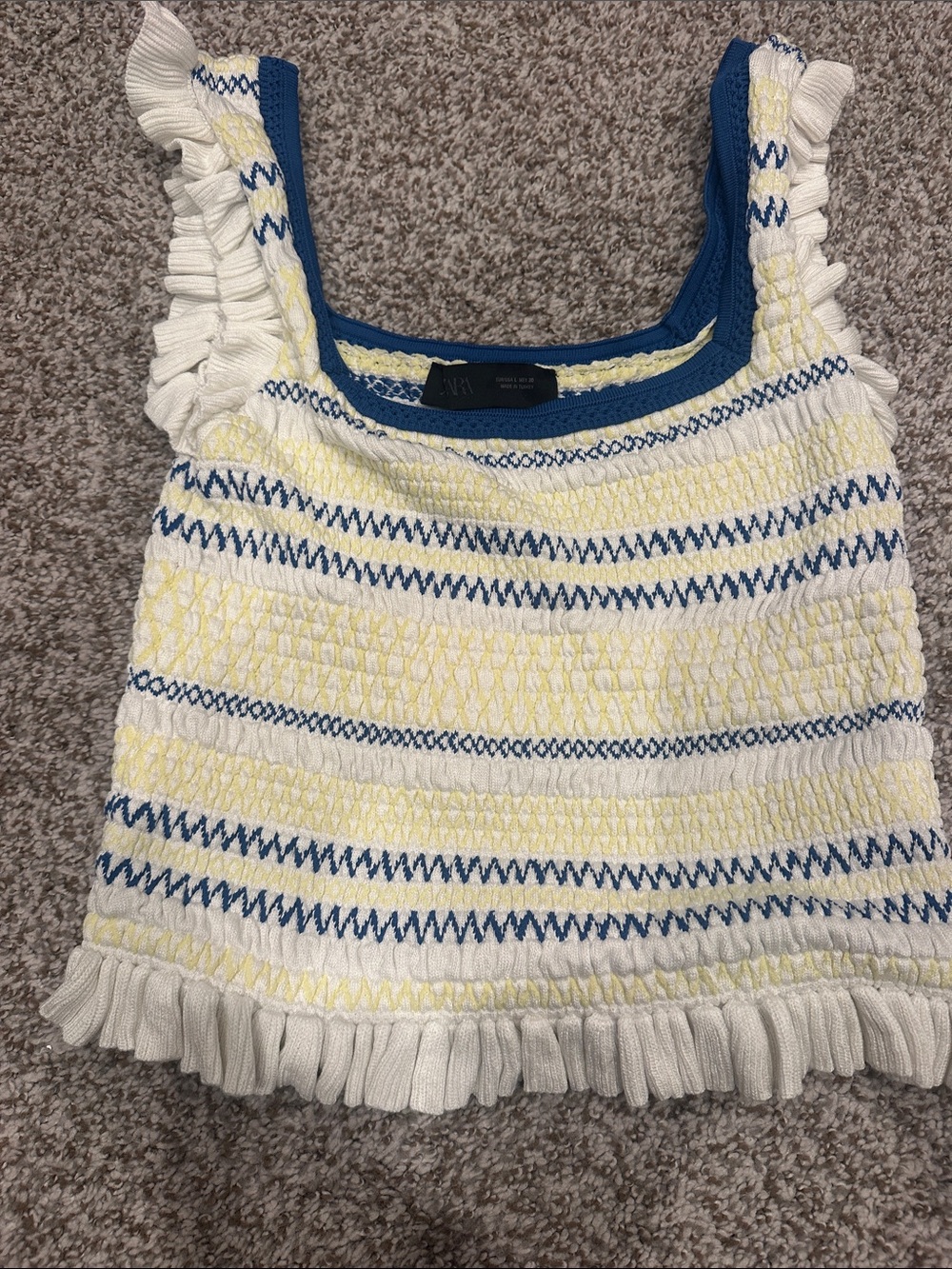 Zara size large crinkly crop tank top